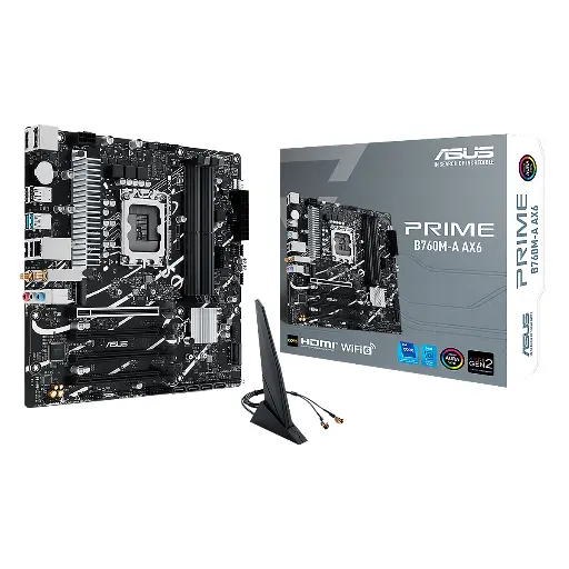 MBO ASUS PRIME B760M-A AX6 LGA-1700 Intel 14va. 4DDR5 Wifi DP HDMI 3M.2 12USB PCIe 4.0 mini-ATX